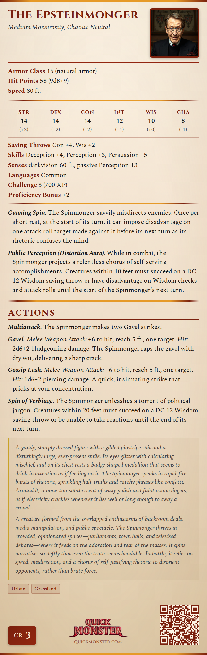The Epsteinmonger Stat Block