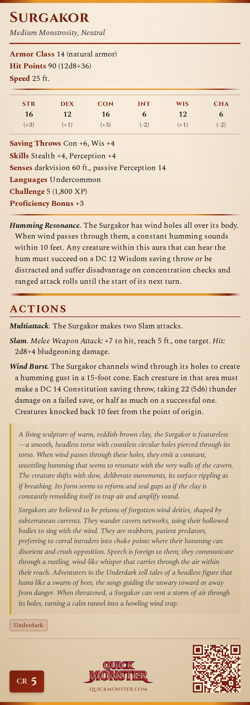 Surgakor Stat Block