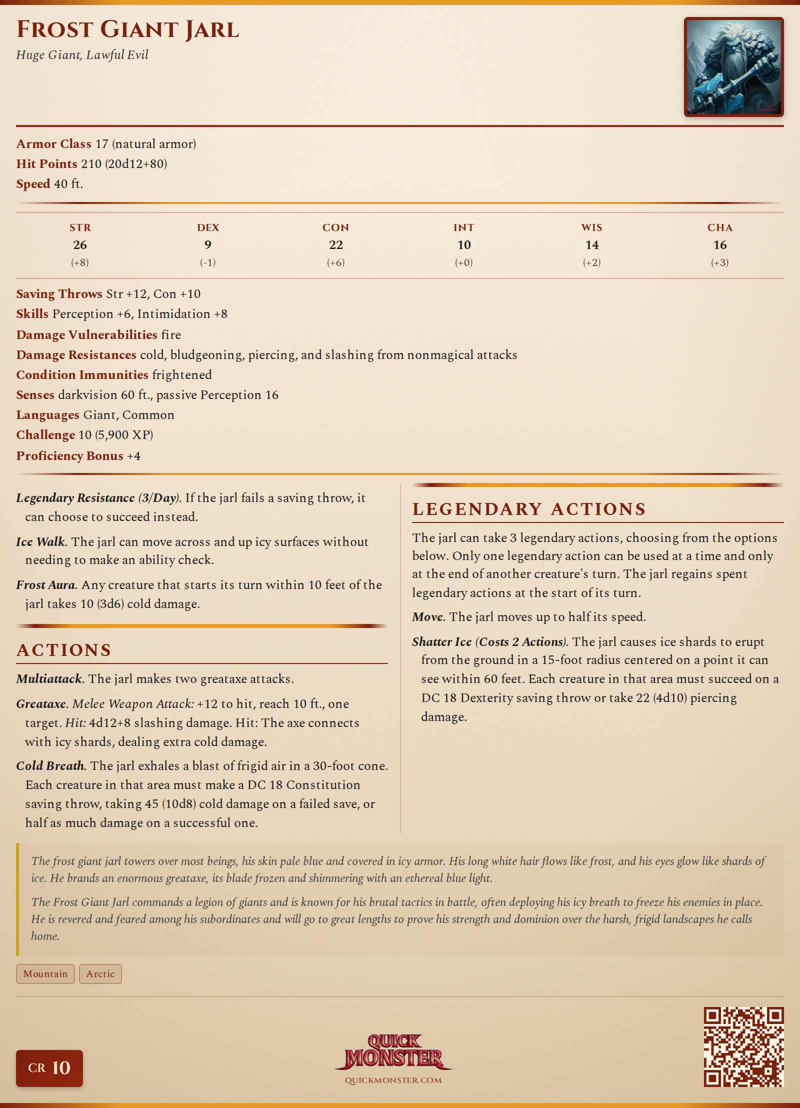 Frost Giant Jarl Stat Block