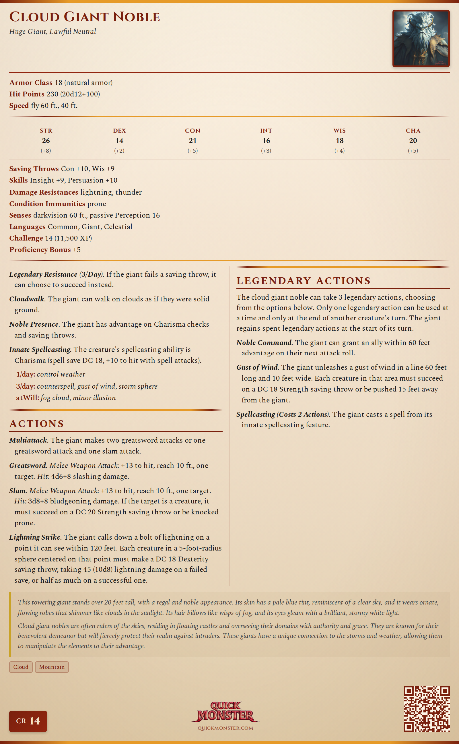 Cloud Giant Noble Stat Block