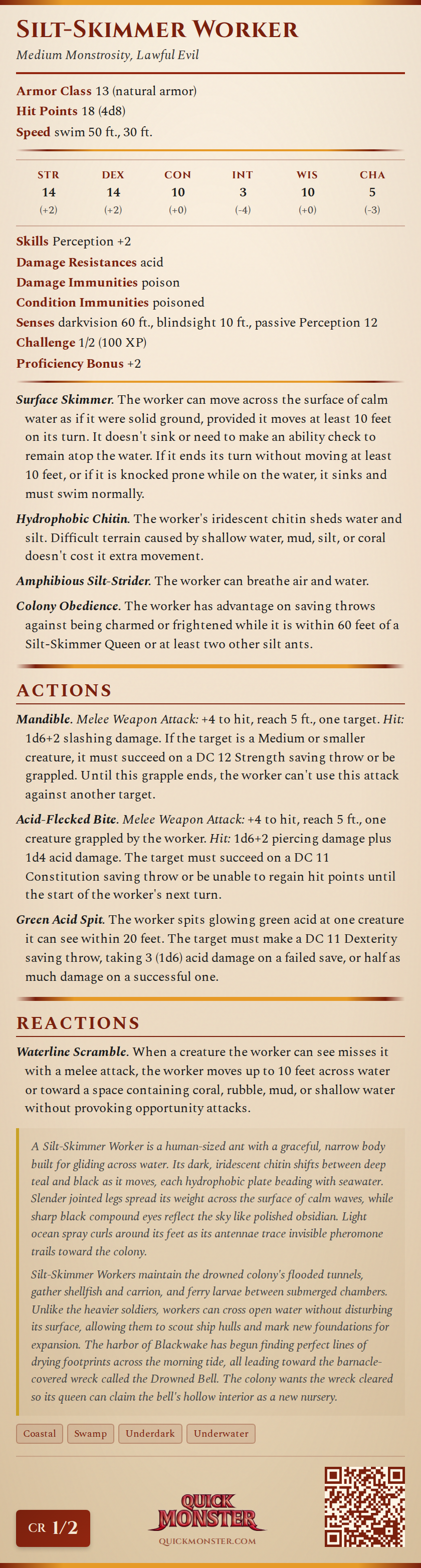 Silt-Skimmer Worker Stat Block