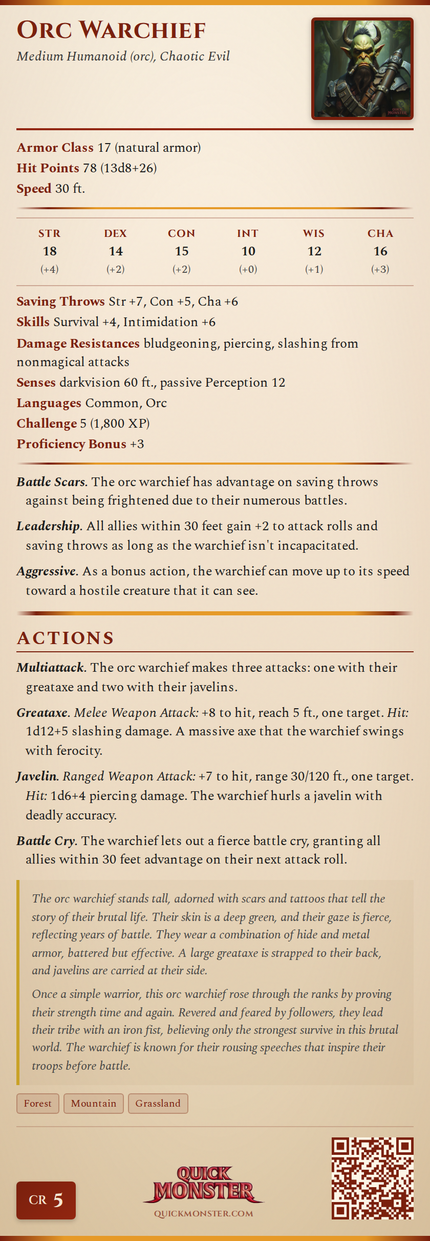 Orc Warchief Stat Block