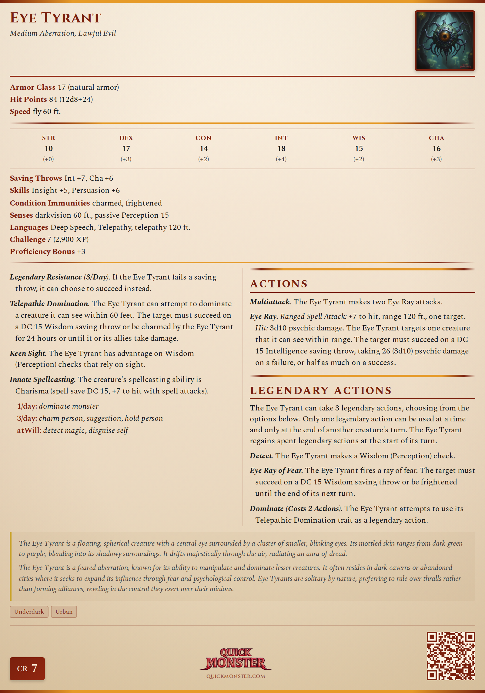 Eye Tyrant Stat Block