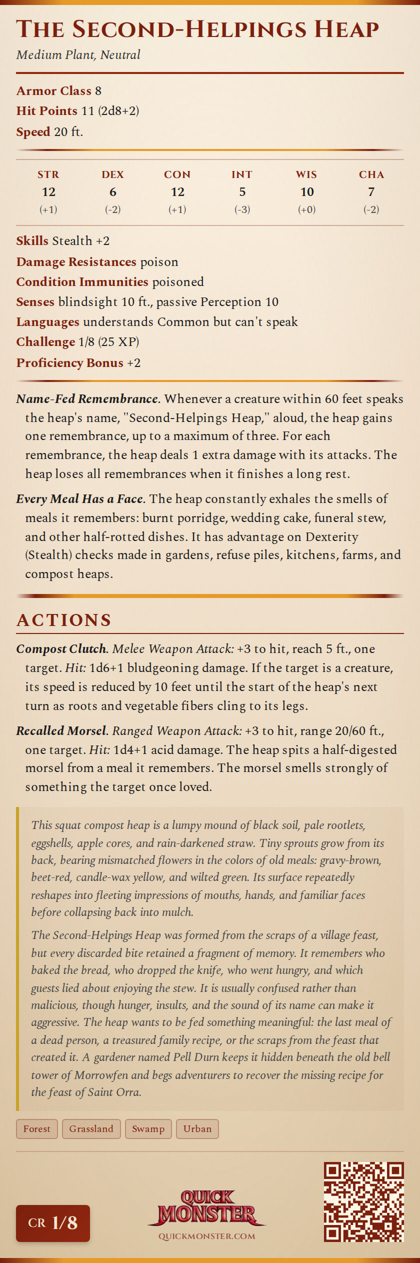 The Second-Helpings Heap Stat Block