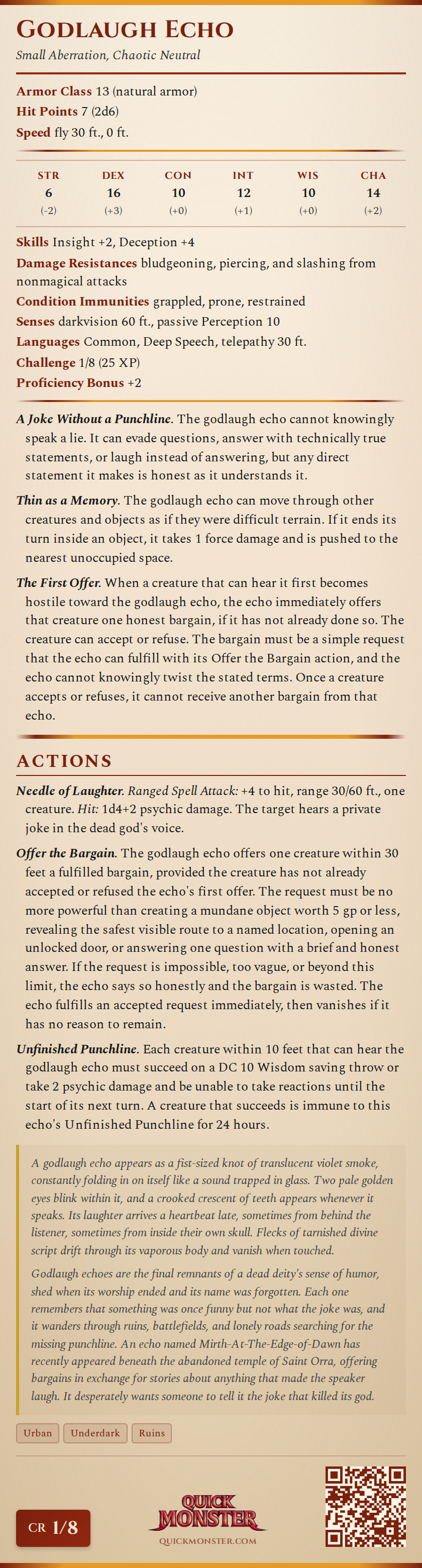 Godlaugh Echo Stat Block