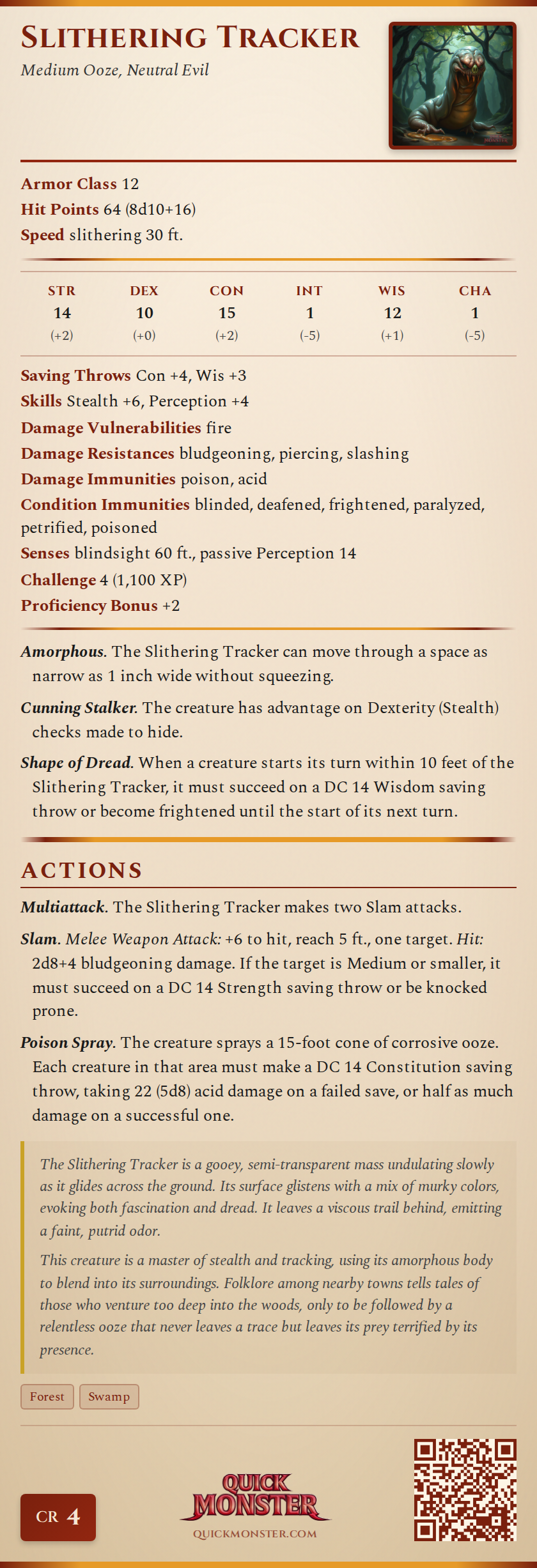 Slithering Tracker Stat Block