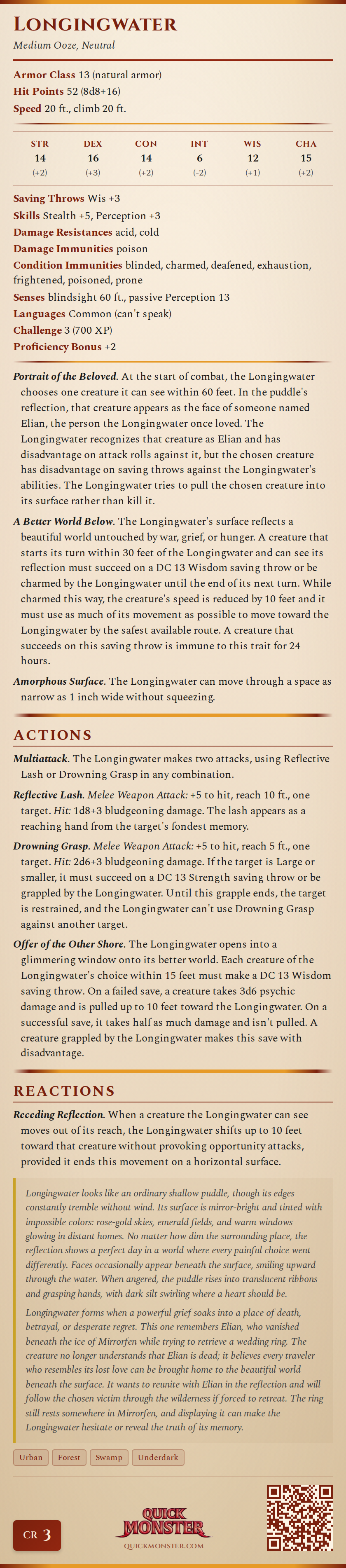 Longingwater Stat Block