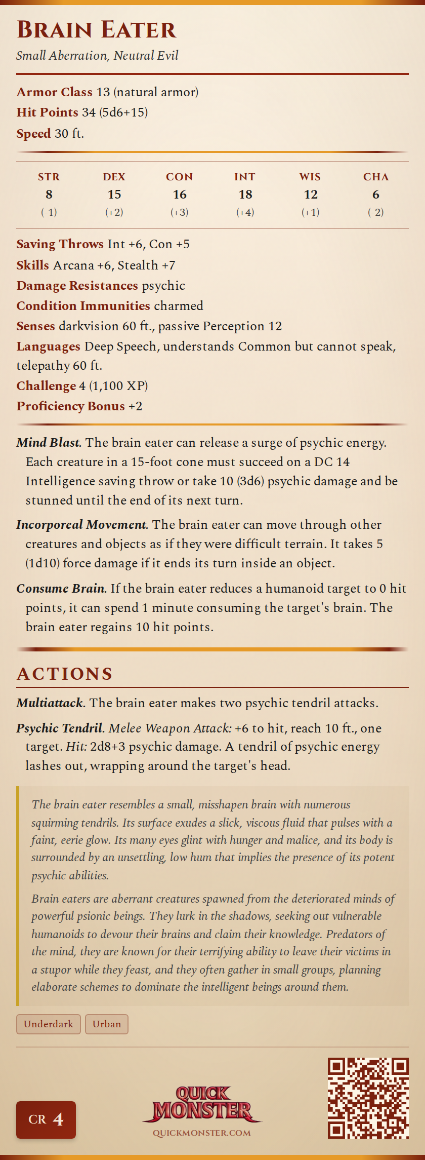 Brain Eater Stat Block