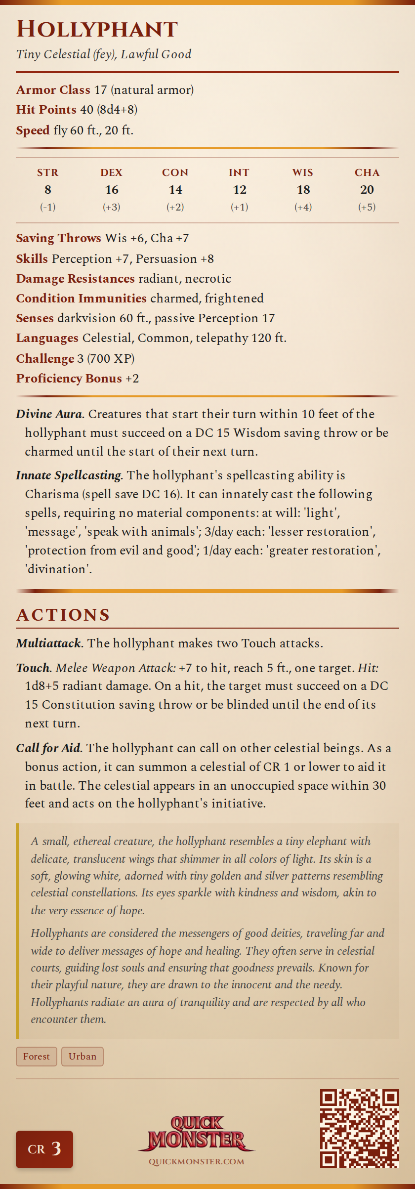 Hollyphant Stat Block