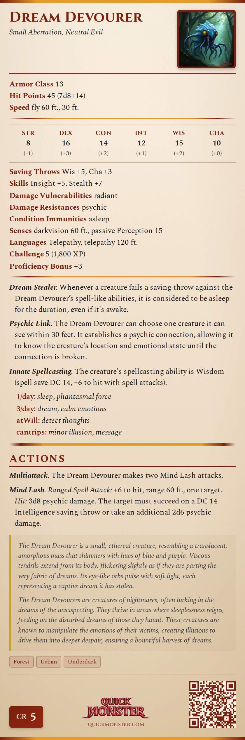 Dream Devourer Stat Block