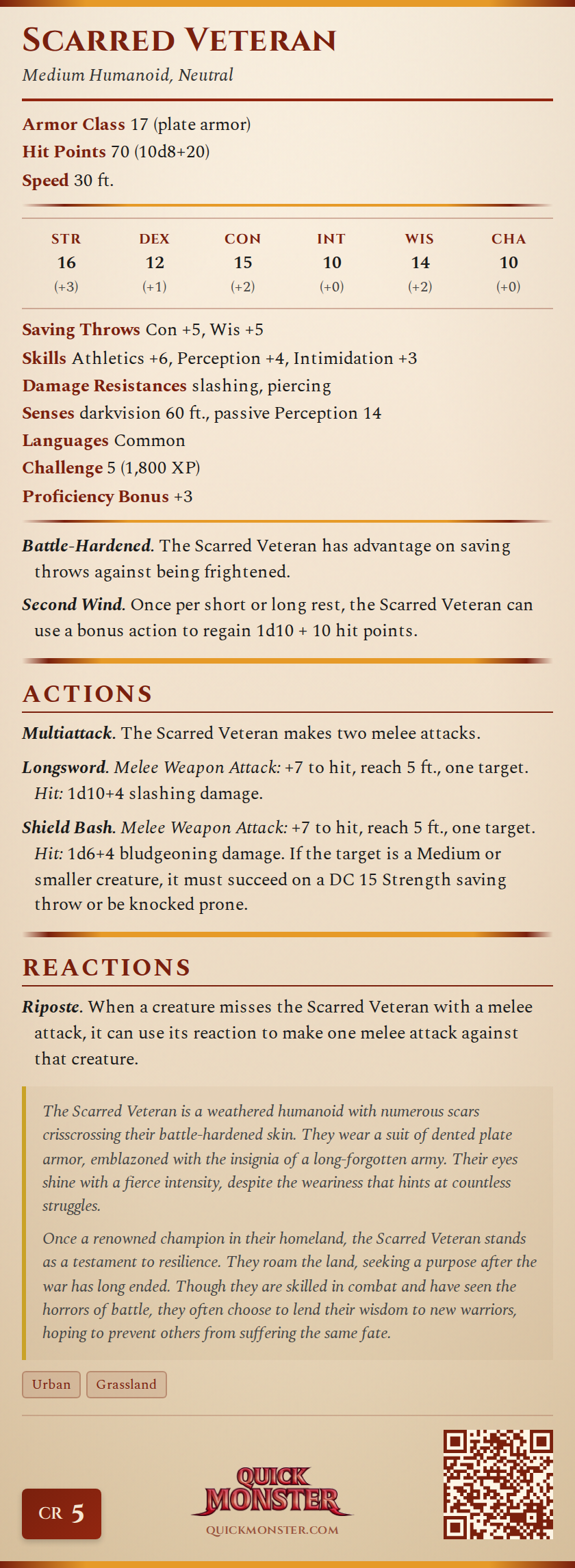 Scarred Veteran Stat Block