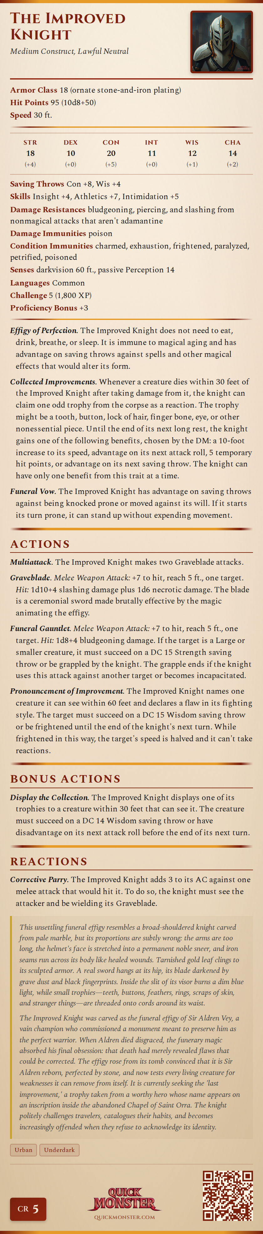 The Improved Knight Stat Block
