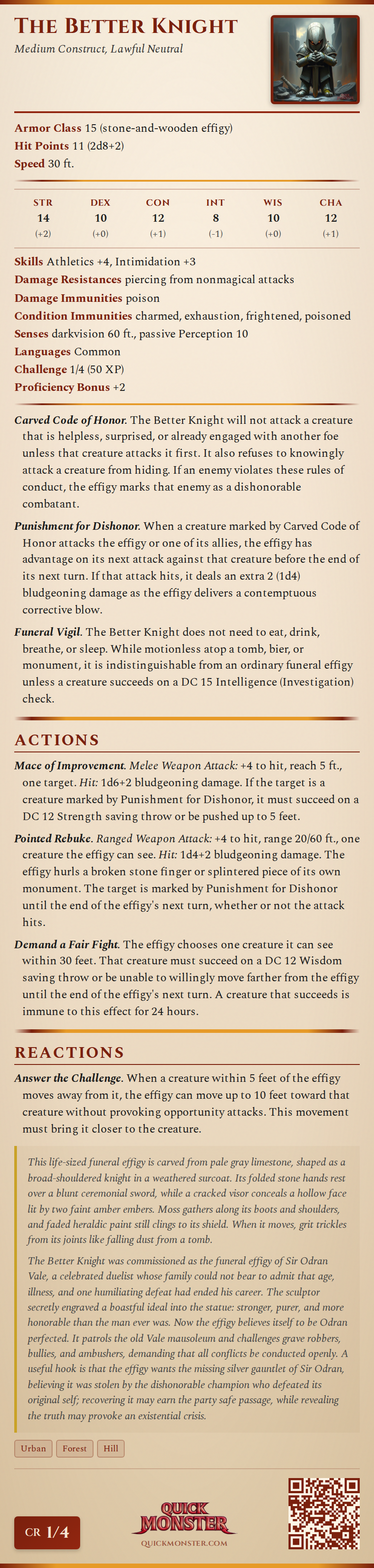 The Better Knight Stat Block