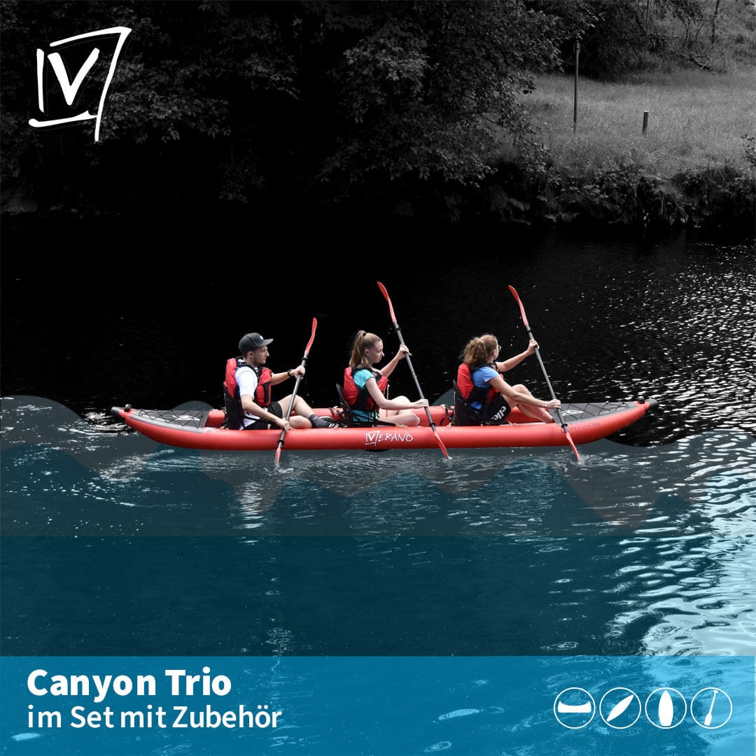 Kanu / Canadier von Verano. Canyon Trio, inklusive Zubehör, rot