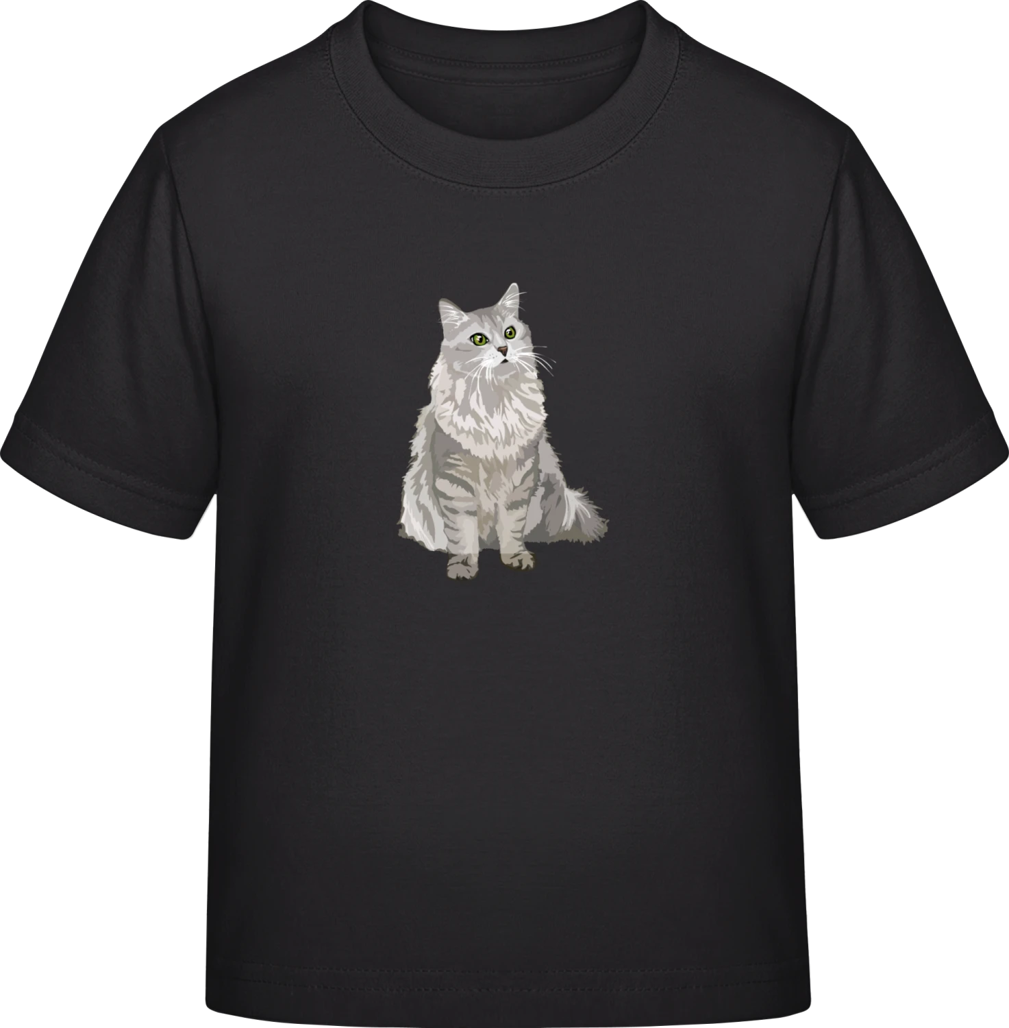 Silver Tabby Fluffy Cat - Black Exact 190 Kids - Front