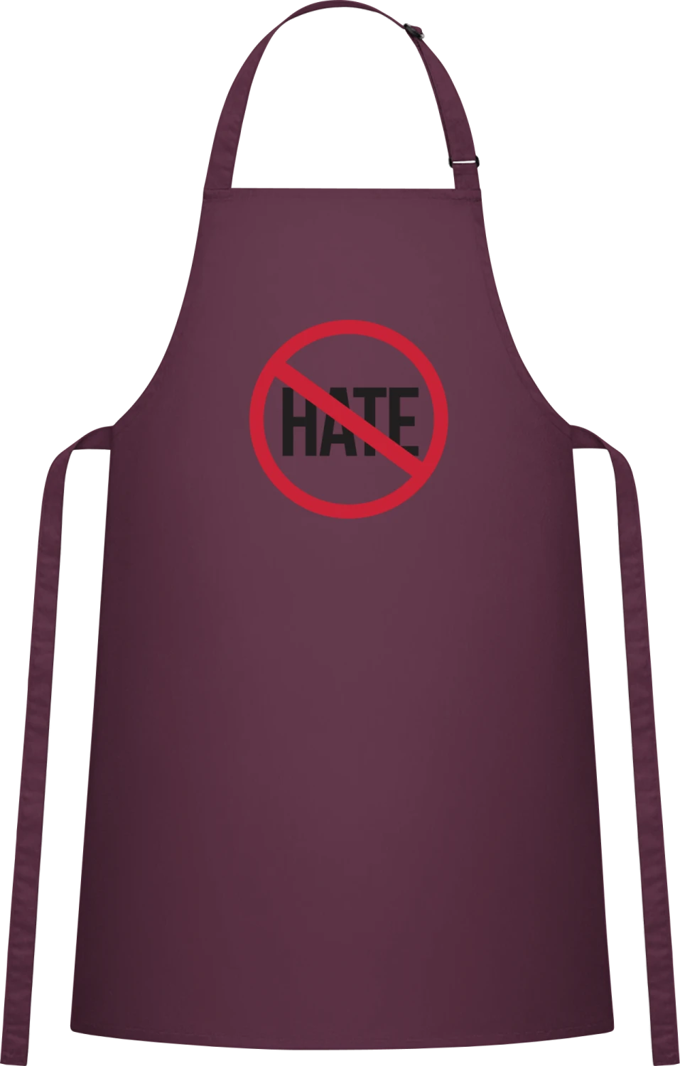 No Hate - Aubergine Cotton Bib Apron - Front