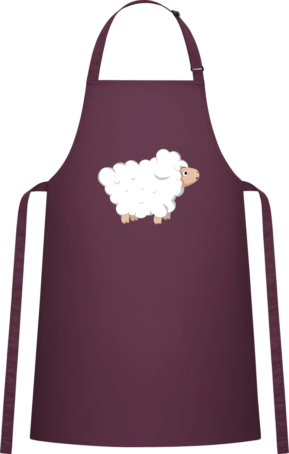White Sheep - Aubergine Cotton Bib Apron - Front