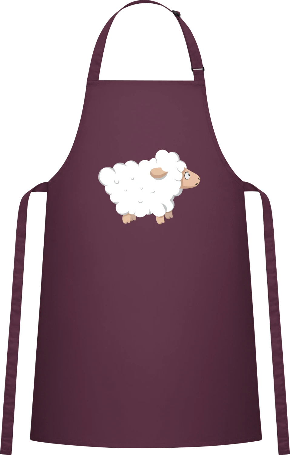 Scared Sheep - Aubergine Cotton Bib Apron - Front