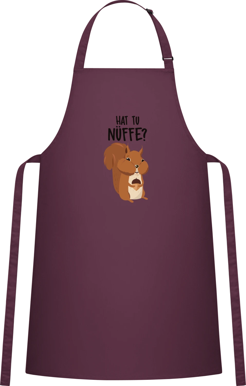 Hat Tu Nüffe. Eichhörnchen - Aubergine Cotton Bib Apron - Front