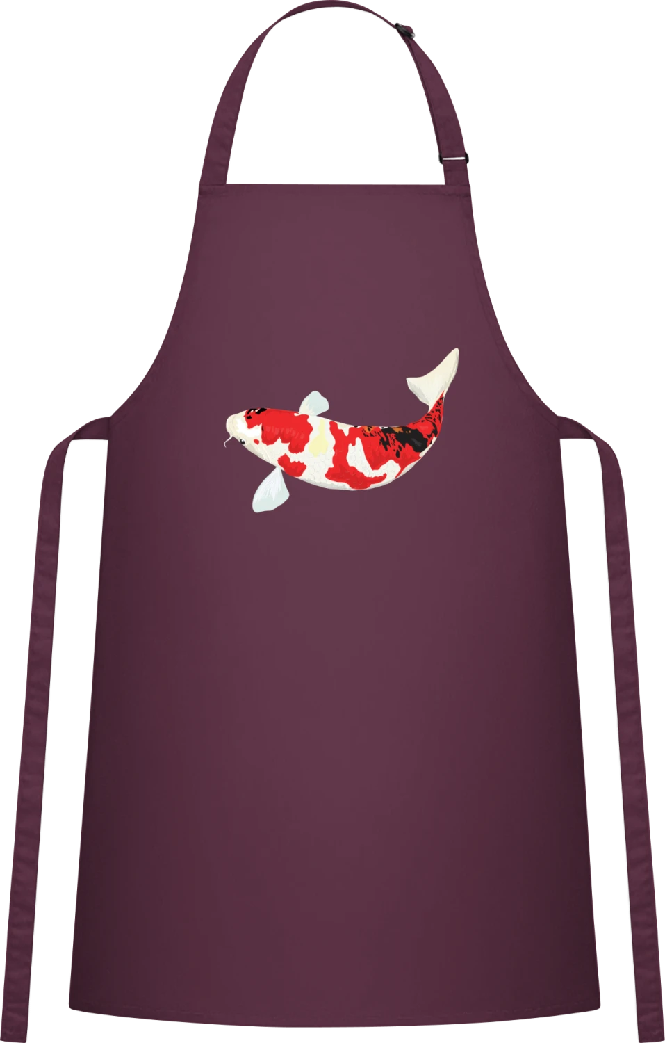 Koi Carp - Aubergine Cotton Bib Apron - Front