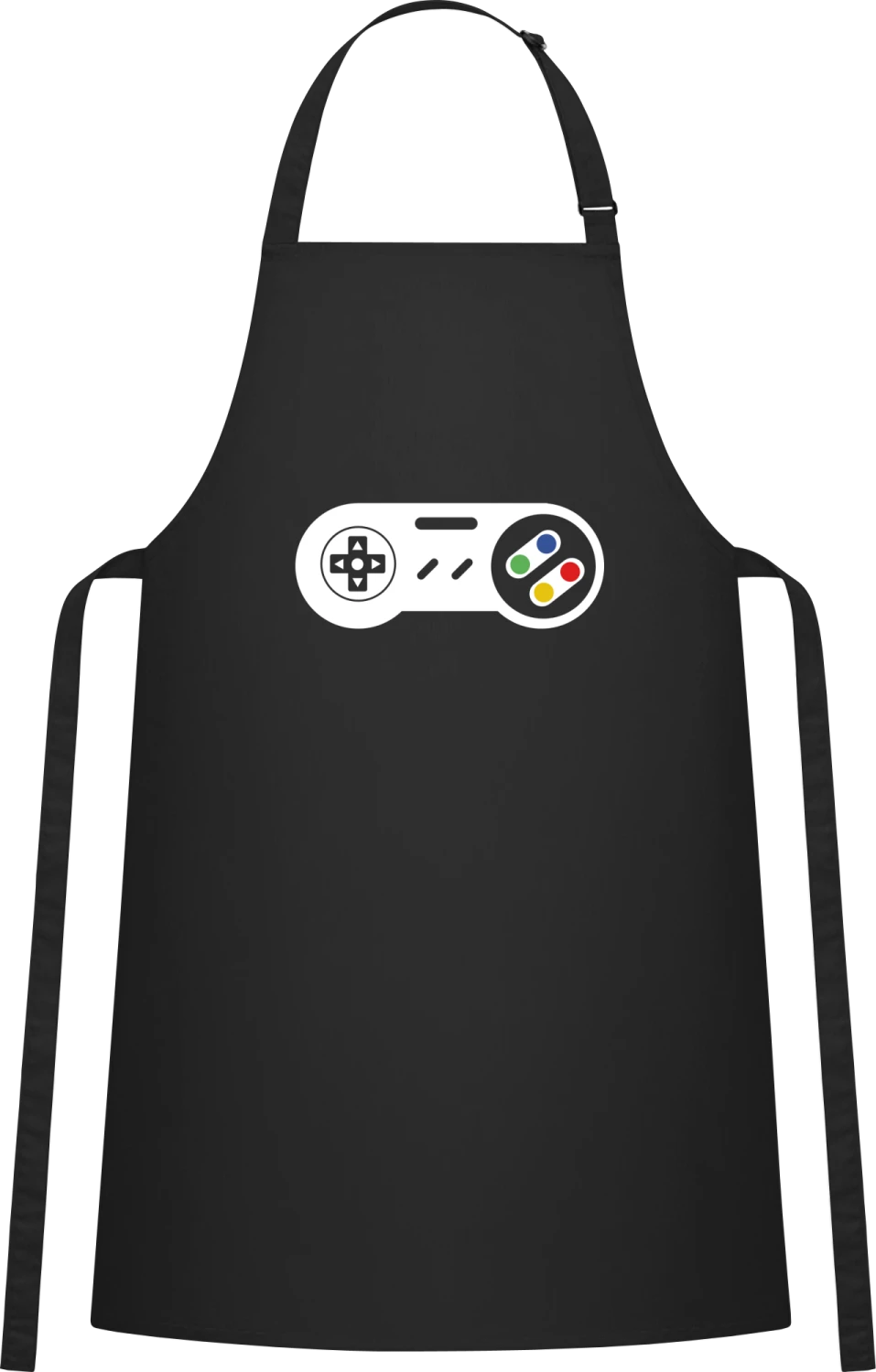SNes Controller - Black Cotton Bib Apron - Front