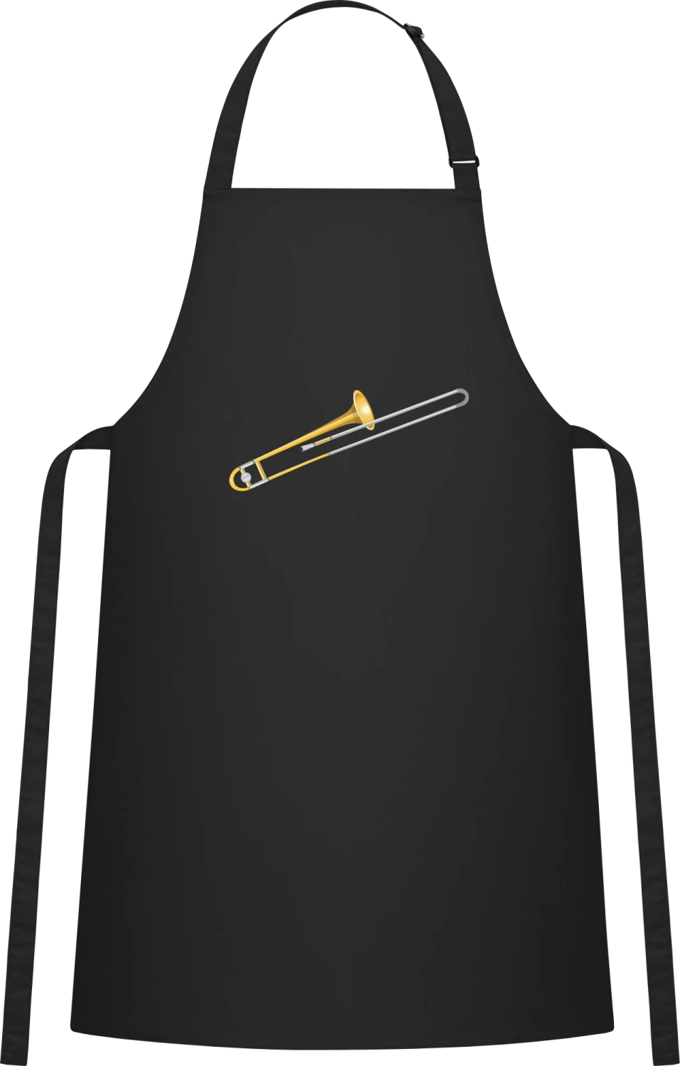 Trombone - Black Cotton Bib Apron - Front
