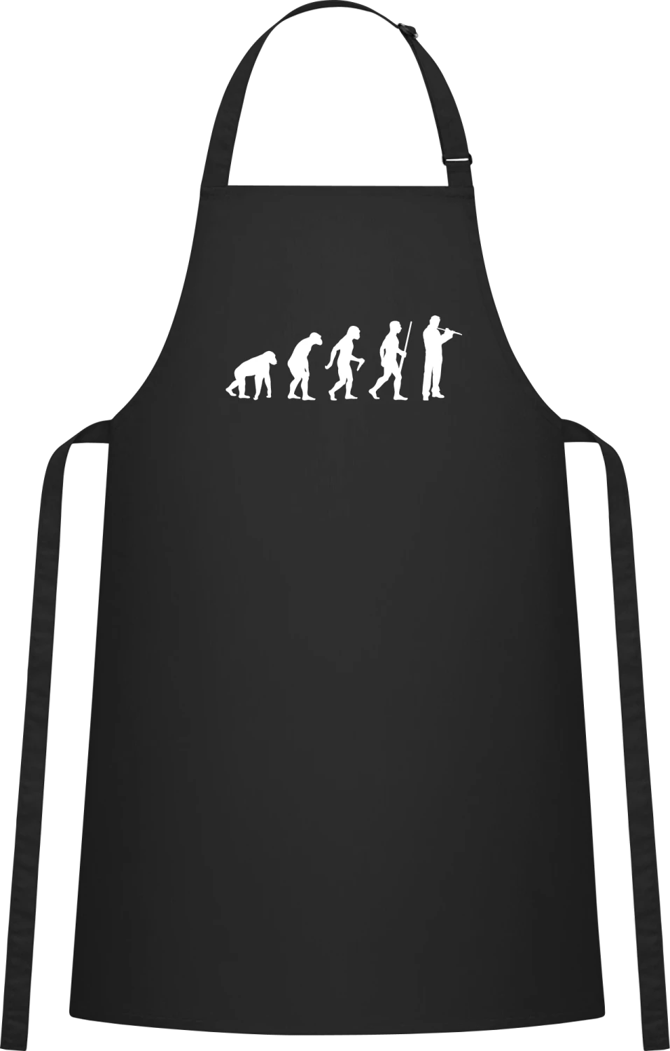Flute Evolution - Black Cotton Bib Apron - Front