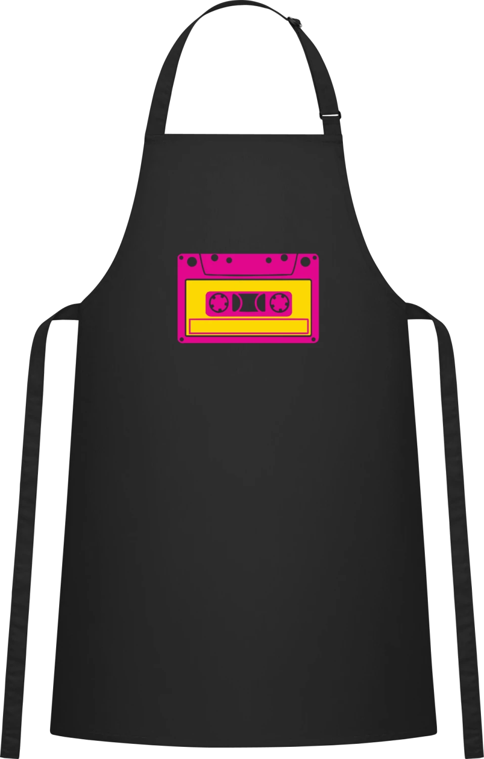 Funky Tape - Black Cotton Bib Apron - Front