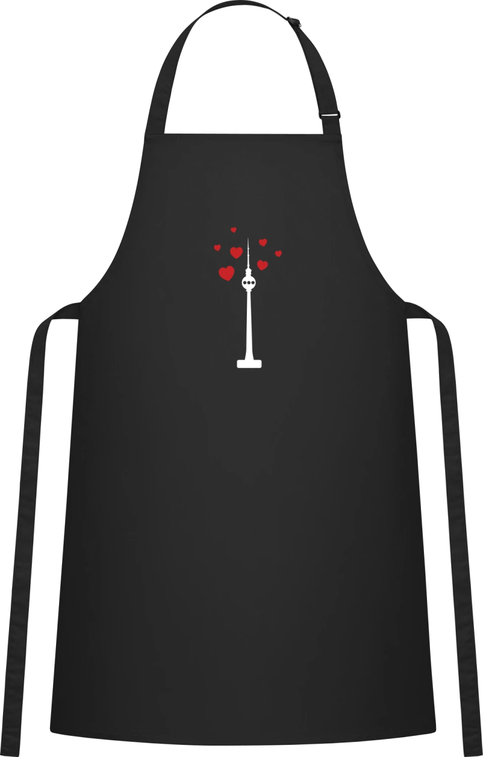 Berlin Tower - Black Cotton Bib Apron - Front