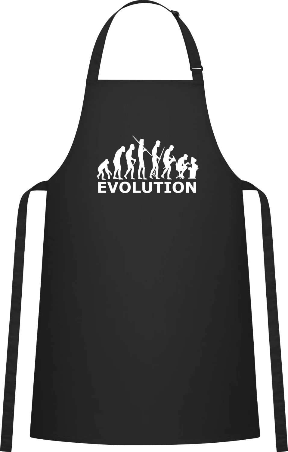 Geek Evolution - Black Cotton Bib Apron - Front