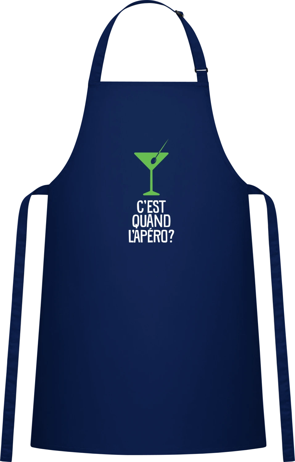 C'est quand l'apéro - Navy Cotton Bib Apron - Front