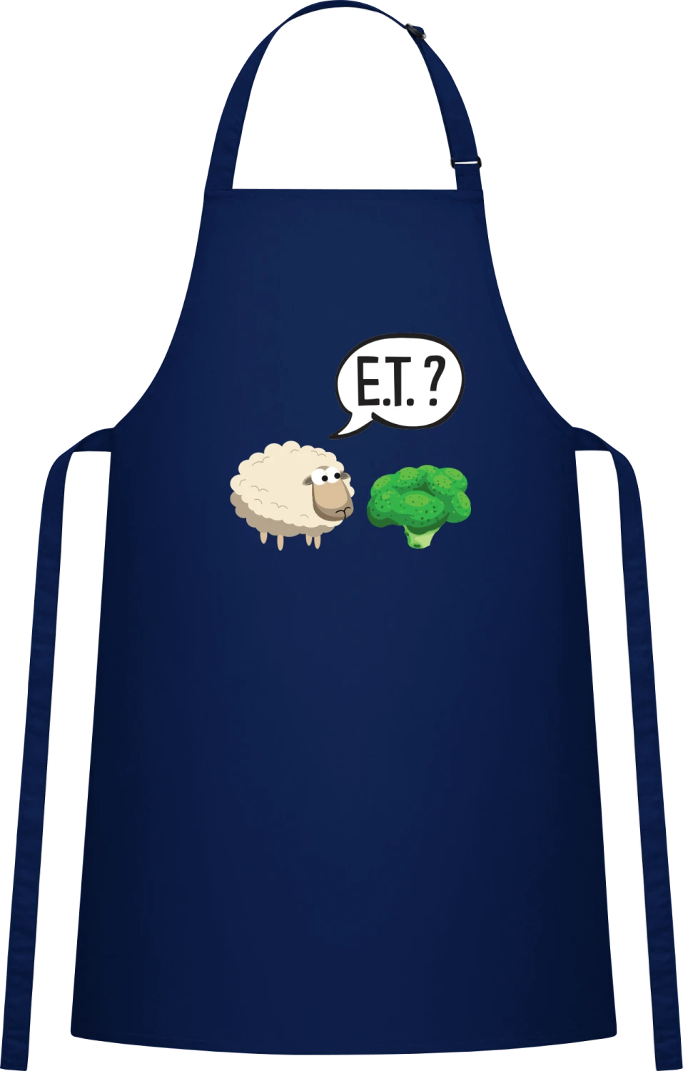 Sheep ET - Navy Cotton Bib Apron - Front