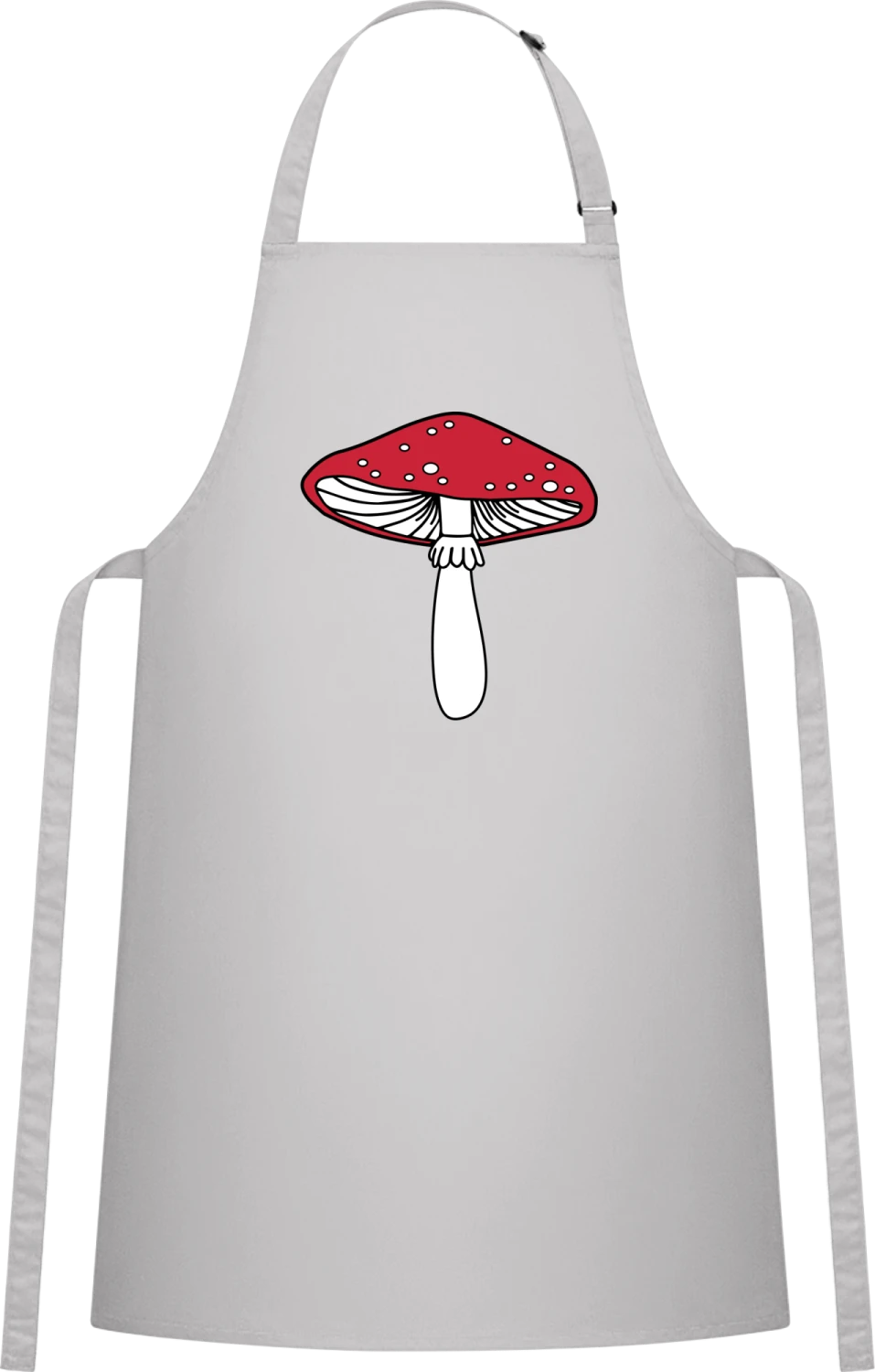 Red Mushroom - Silver Cotton Bib Apron - Front