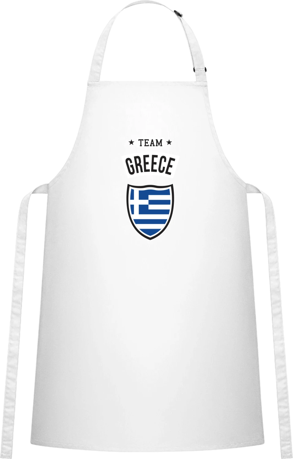 Team Greece - White Cotton Bib Apron - Front