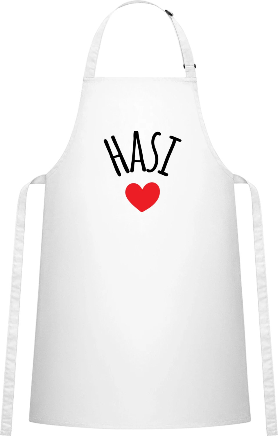 Hasi Herz - White Cotton Bib Apron - Front