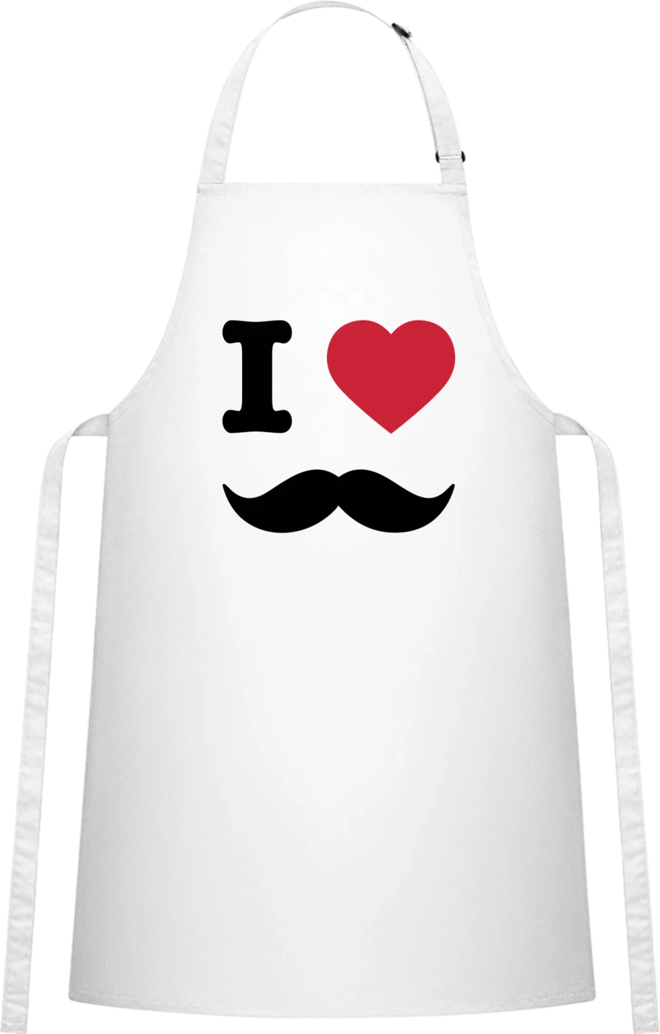 I love Mustache - White Cotton Bib Apron - Front