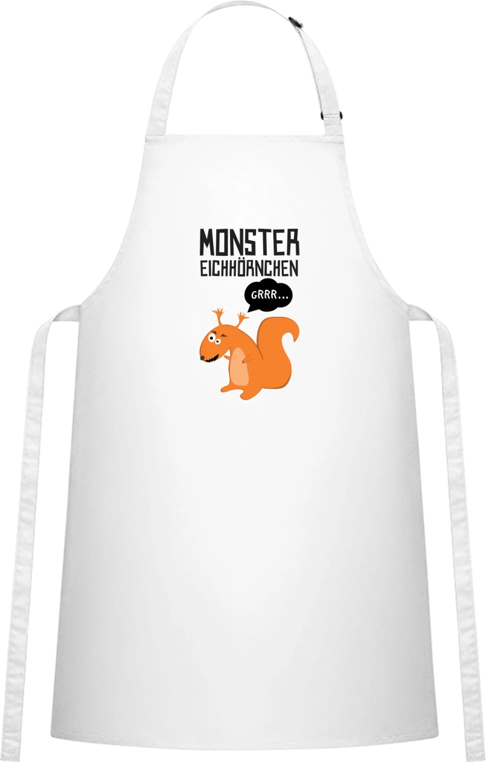 Lustiges Eichhörnchen - White Cotton Bib Apron - Front