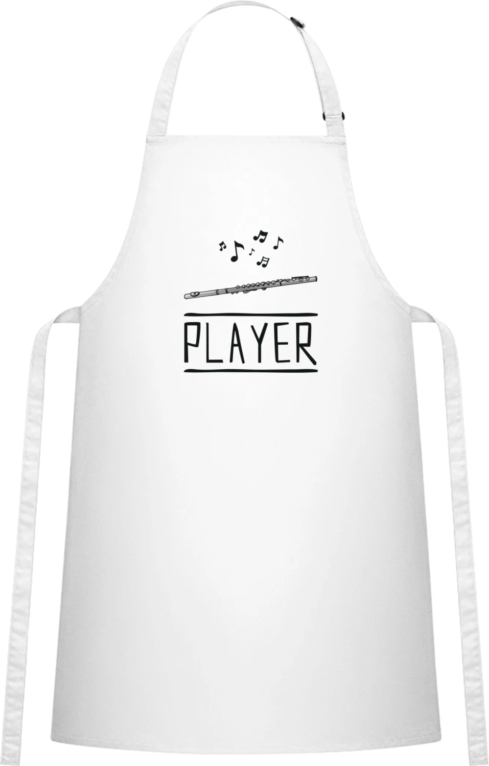 Flute Player - White Cotton Bib Apron - Front