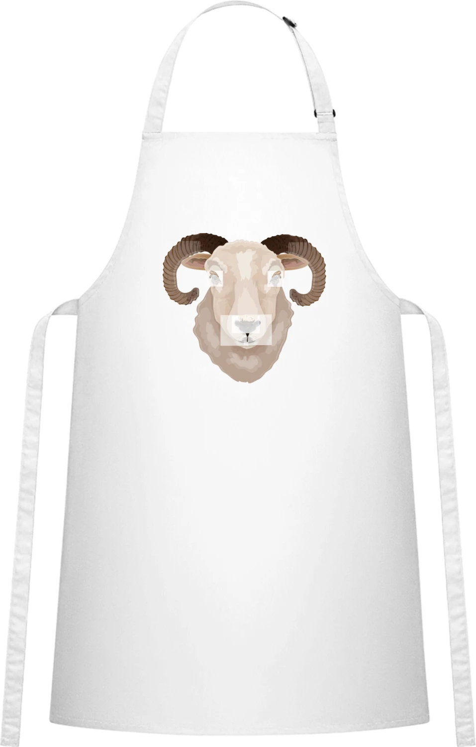 Ram Head Realistic - White Cotton Bib Apron - Front