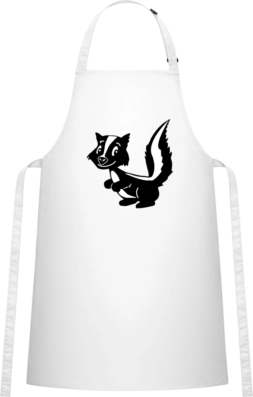 Skunk - White Cotton Bib Apron - Front