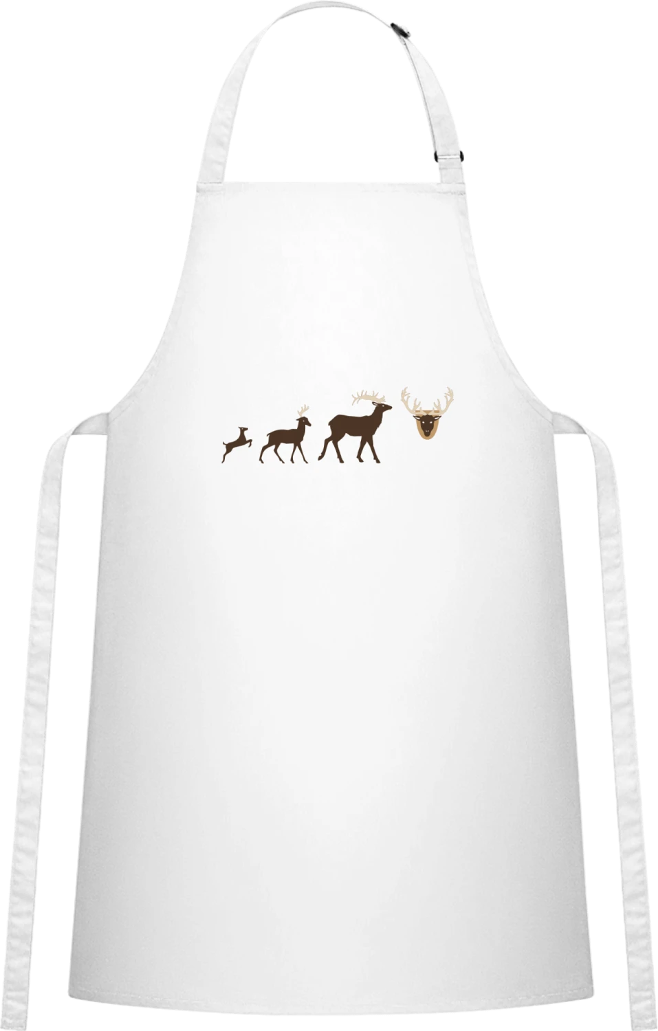 Evolution Deer To Antlers - White Cotton Bib Apron - Front