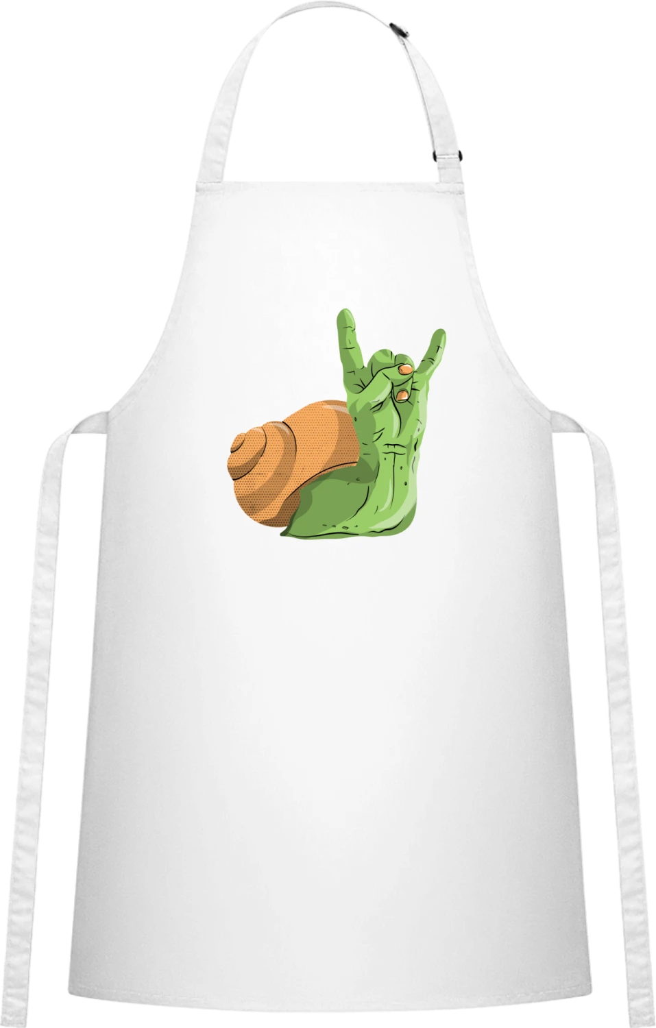 Rock And Roll Snail - White Cotton Bib Apron - Front