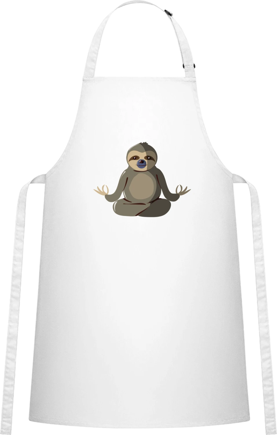 Sloth Yoga - White Cotton Bib Apron - Front