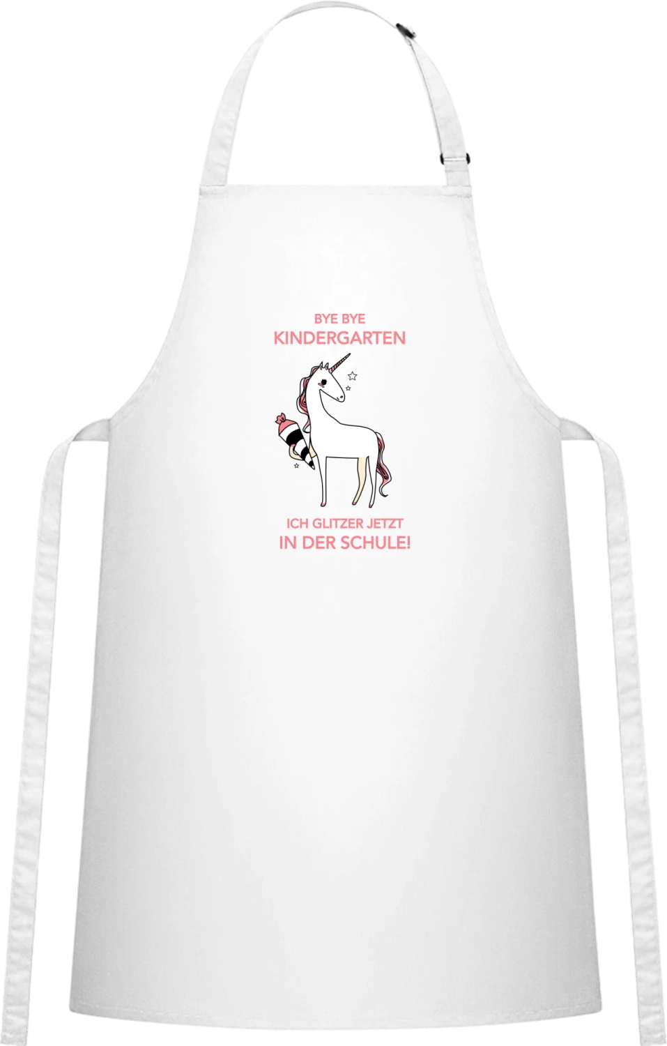 Bye Kindergarten Hallo Schule Einhorn - White Cotton Bib Apron - Front