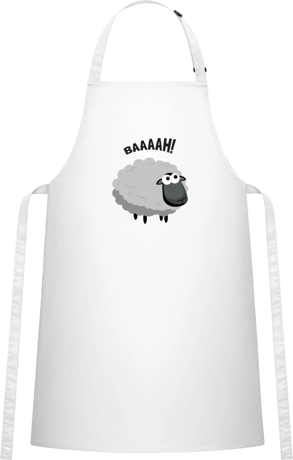 Baaaah Sheep - White Cotton Bib Apron - Front