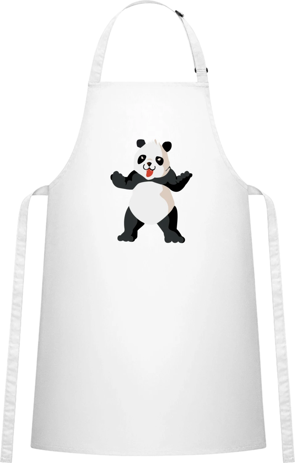 Laughing Panda - White Cotton Bib Apron - Front
