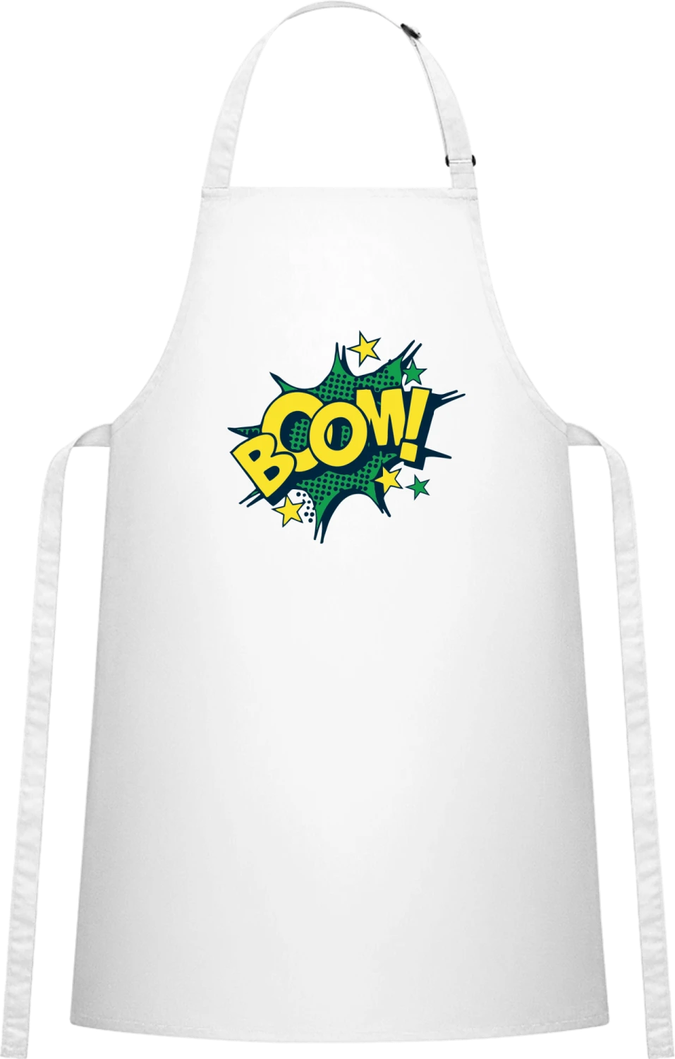 Boom Comic Style - White Cotton Bib Apron - Front