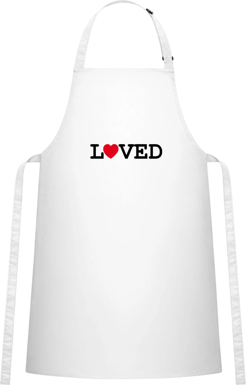 Loved - White Cotton Bib Apron - Front