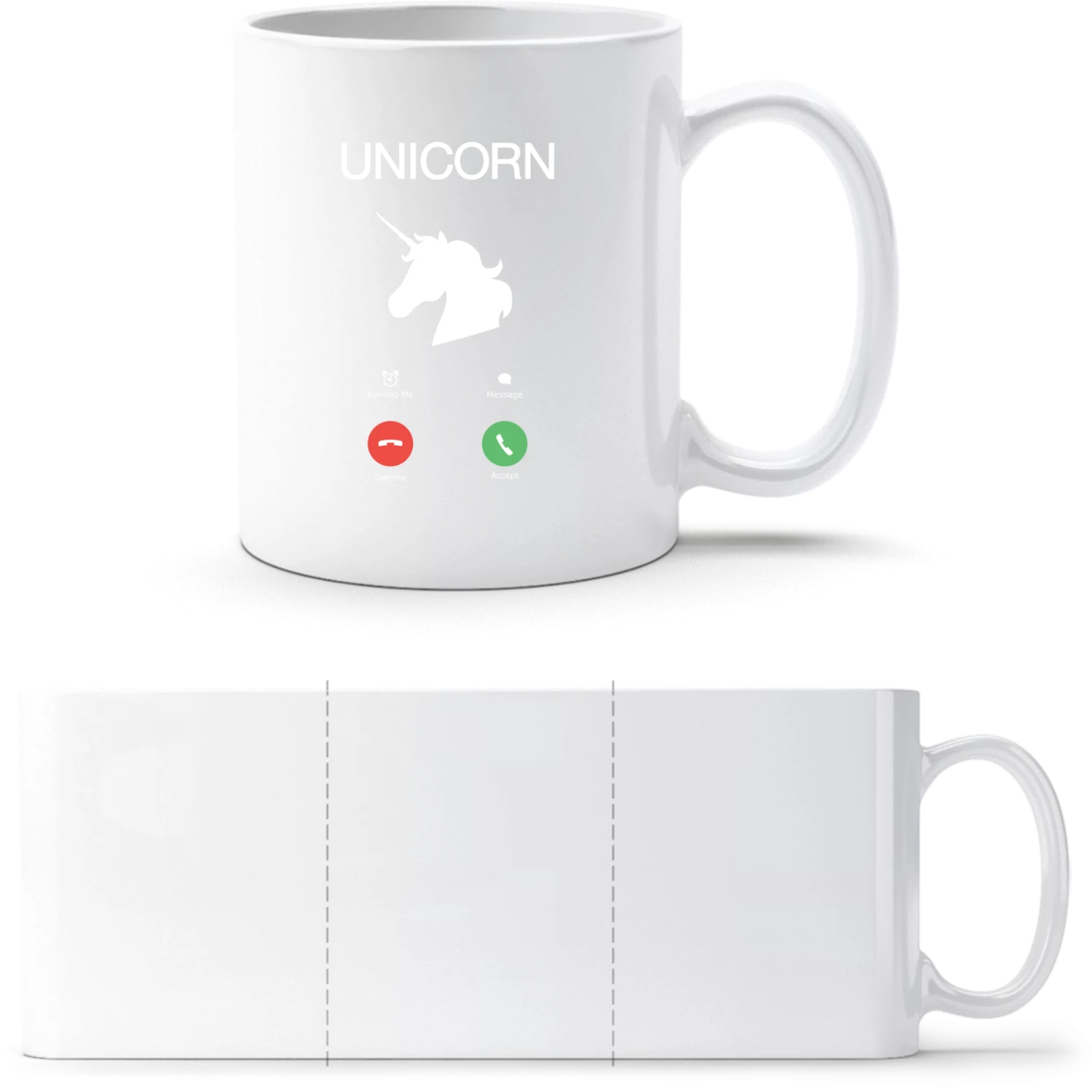 Unicorn Call Accept Decline - White White mug - front