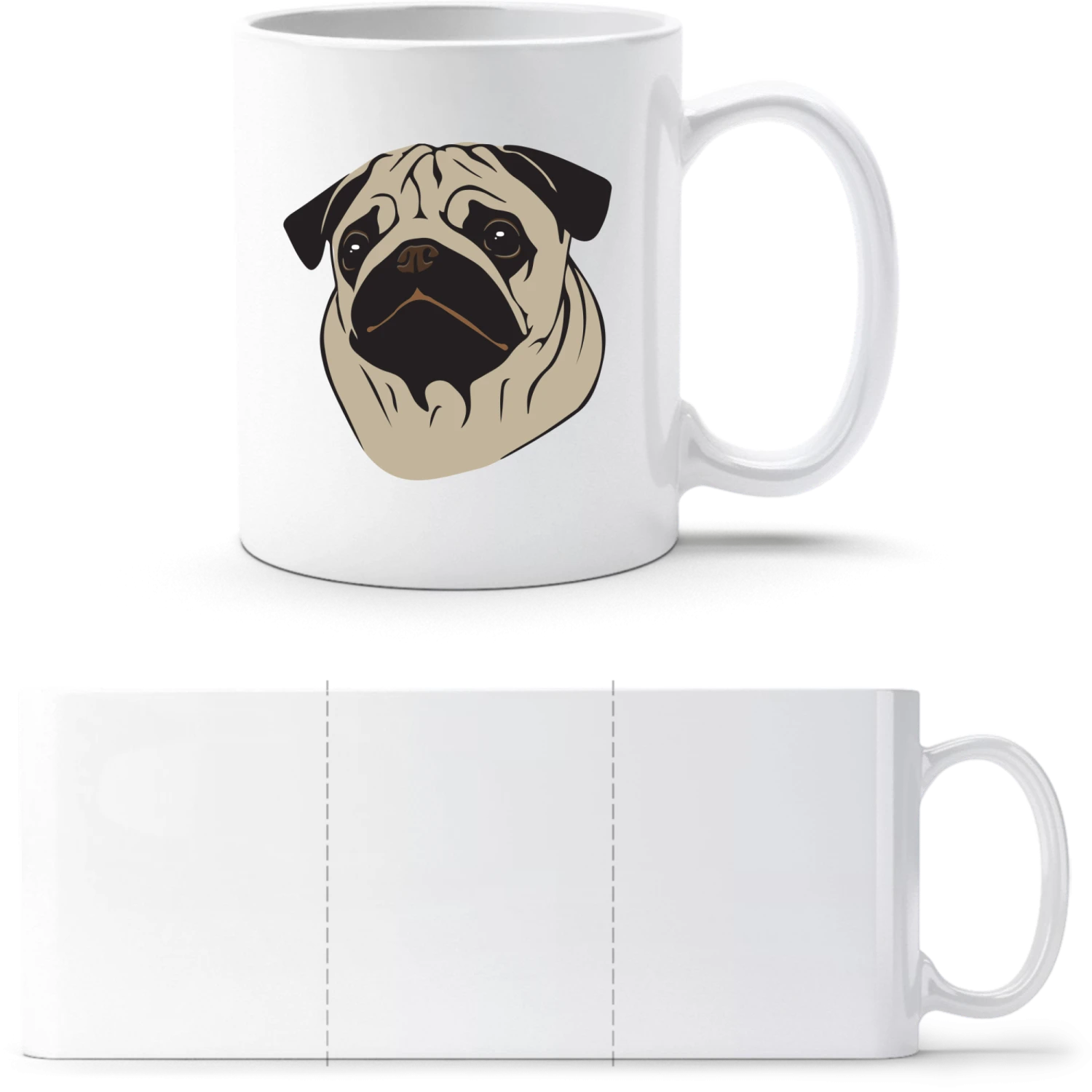 Pug - White White mug - front